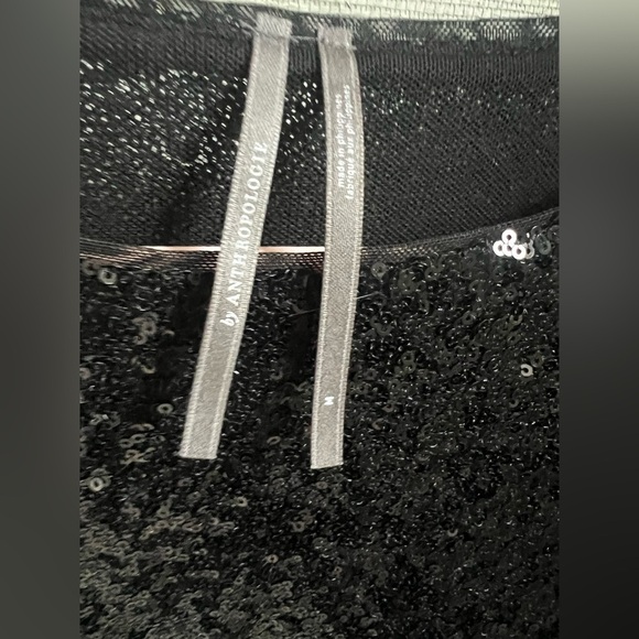 Anthropologie Black Sequin Cropped Tee - Picture 5 of 15